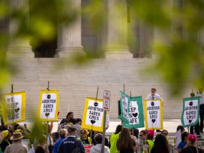 Abortion rights supporters rally outside the Supreme Court on April 24, 2024, in Washington, D.C.