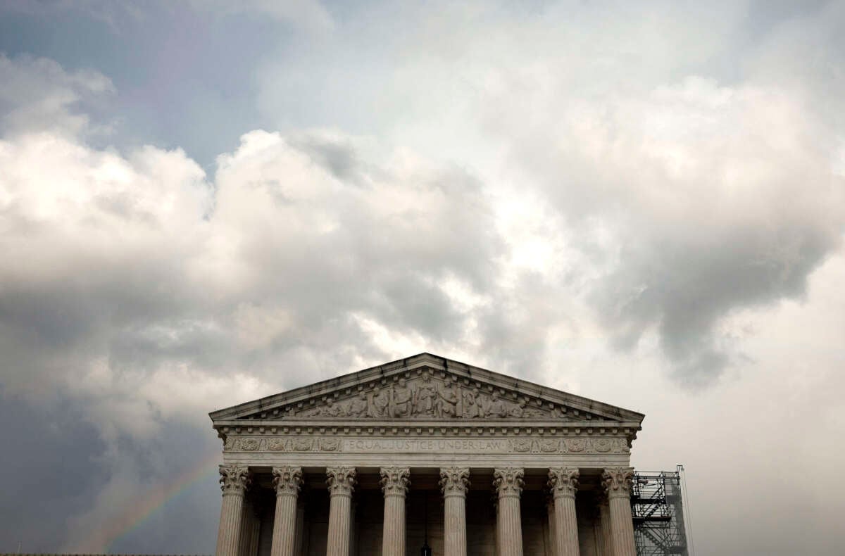 Passing storm clouds are seen over the U.S. Supreme Court on July 30, 2024, in Washington, D.C.