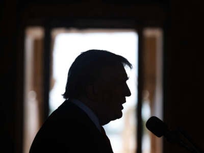 Former President Donald Trump speaks during a press conference at his Mar-a-Lago estate on August 8, 2024, in Palm Beach, Florida.