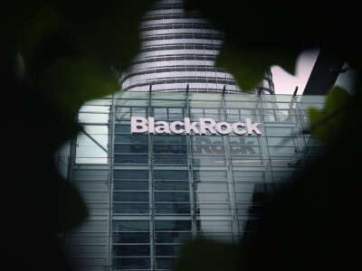 A Blackrock office is seen from within the bushes that the photographer was evidently in while shooting