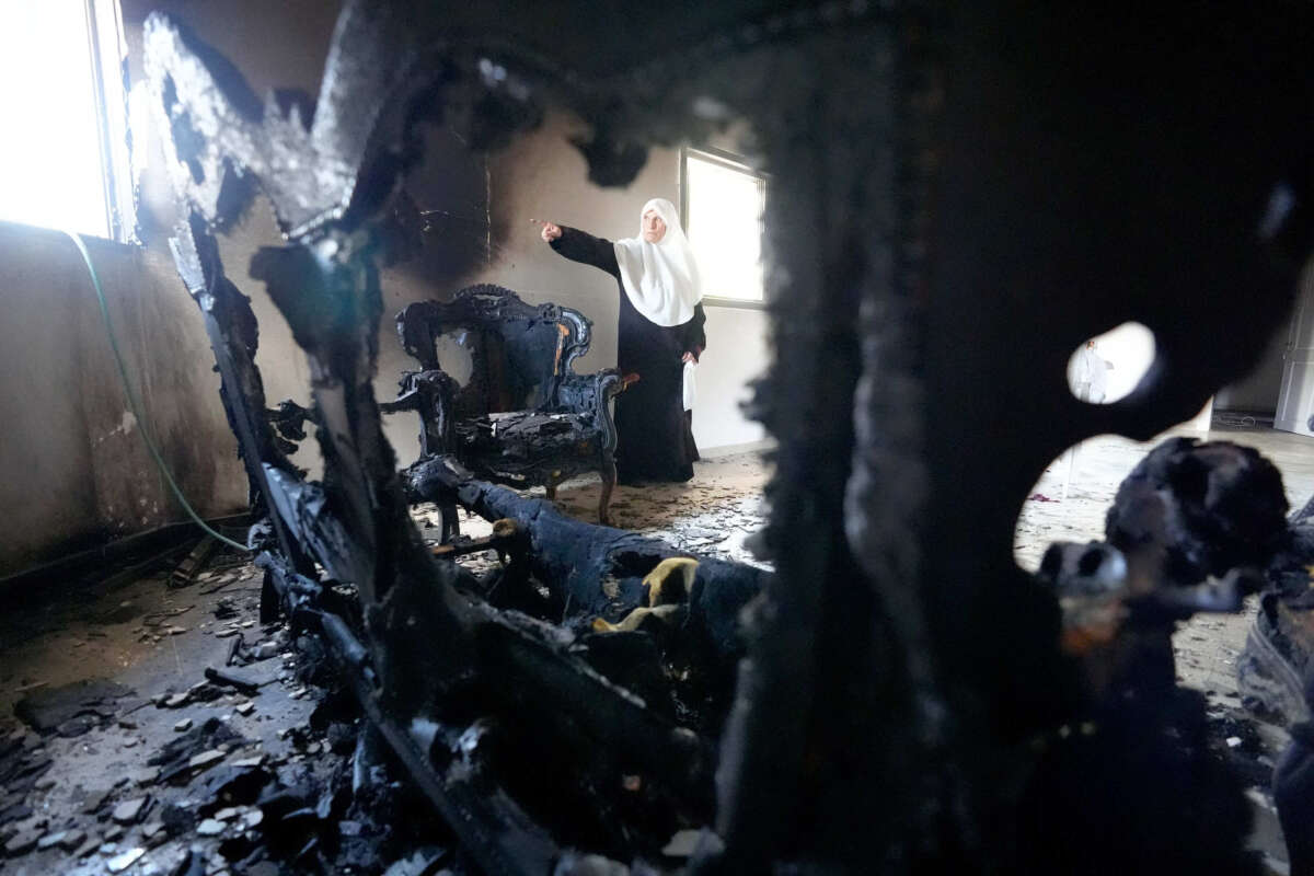 A view of damage after Jewish settlers set fire to Palestinian homes and vehicles in the village of Jatt, located in the Qalqilya governorate, West Bank, on August 16, 2024.