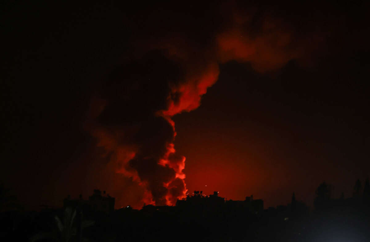 Israel launches an airstrike on Magazi refugee camp in Deir al-Balah, Gaza, on August 17, 2024.