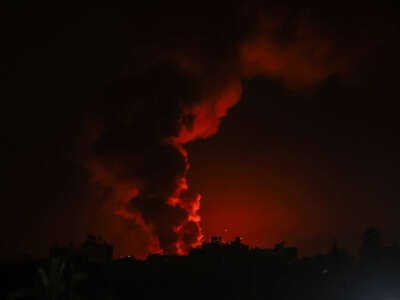 Israel launches an airstrike on Magazi refugee camp in Deir al-Balah, Gaza, on August 17, 2024.