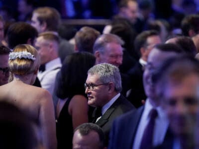 Right-wing activist Leonard Leo (center) attends the 2023 Antonin Scalia Memorial Dinner that is part of the Federalist Society's 2023 National Lawyers Convention at the Washington Hilton Hotel on November 9, 2023, in Washington, D.C.