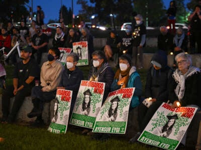 Crowds are gathered at Lake Merritt to commemorate Aysenur Ezgi Eygi and to protest Israel, in Oakland, California, on September 9, 2024.