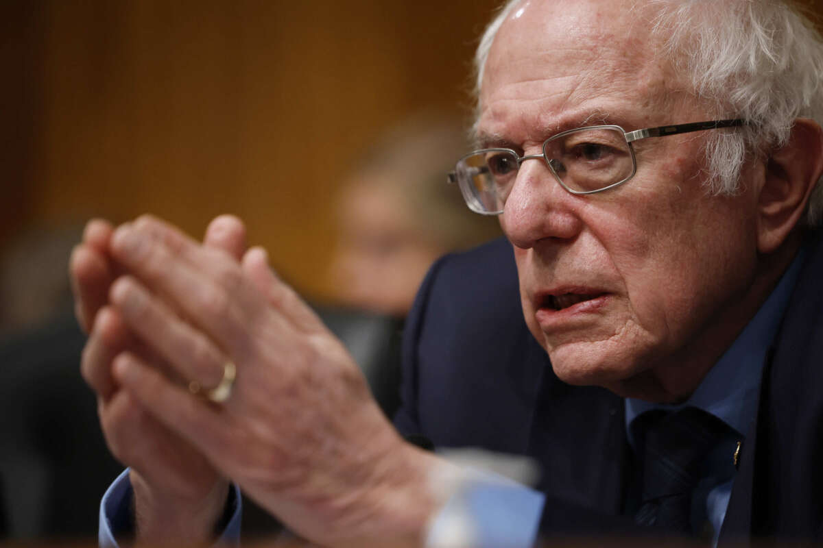 Senate Senate Health, Education, Labor, and Pensions Committee Chairman Bernie Sanders questions witnesses during a hearing about working hours in the Dirksen Senate Office Building on Capitol Hill on March 14, 2024, in Washington, D.C.