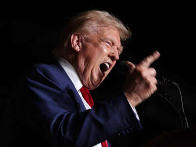 Former President Donald Trump speaks during a campaign rally at The Expo at World Market Center Las Vegas on September 13, 2024, in Las Vegas, Nevada.