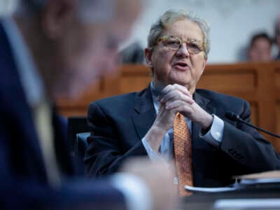 Sen. John Kennedy questions witnesses during a hearing held by the Senate Judiciary Committee November 28, 2023, in Washington, D.C.