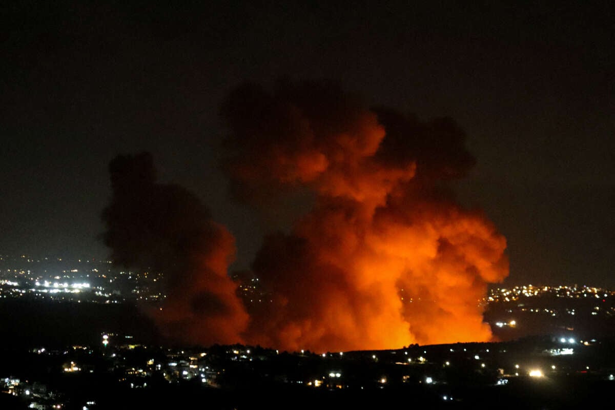 Smoke billows at the site of an Israeli airstrike on the outskirts of the southern Lebanese village of Zawtar on September 21, 2024.