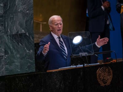 President Joe Biden addresses world leaders during the United Nations General Assembly (UNGA) at the United Nations headquarters on September 24, 2024, in New York City.