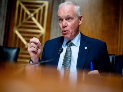 Ranking Member Sen. Ron Johnson speaks at a Senate Homeland Security and Governmental Affairs Subcommittee on Investigations hearing on Capitol Hill on June 11, 2024, in Washington, D.C.