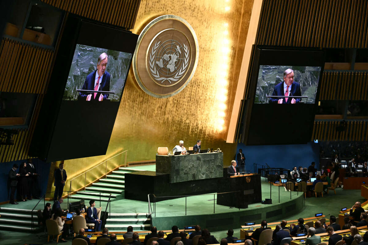 United Nations Secretary-General Antonio Guterres speaks during the 79th Session of the United Nations General Assembly at the United Nations headquarters in New York City on September 24, 2024.