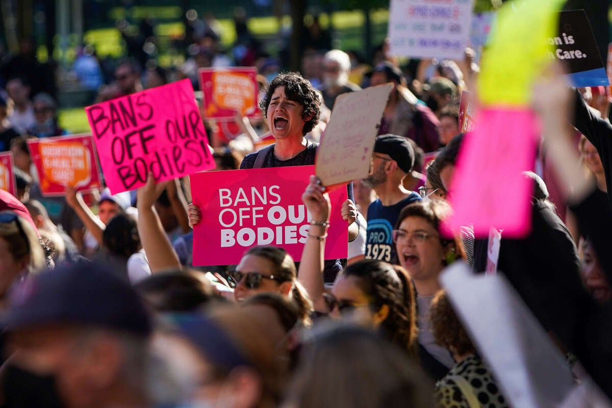 Beyond Roe Coalition and MassNOW rally on Boston Common in response to the U.S. Supreme Court decision overturning Roe v. Wade in Boston, Massachusetts, on June 24, 2022.