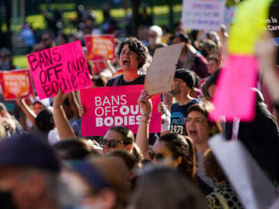 Beyond Roe Coalition and MassNOW rally on Boston Common in response to the U.S. Supreme Court decision overturning Roe v. Wade in Boston, Massachusetts, on June 24, 2022.