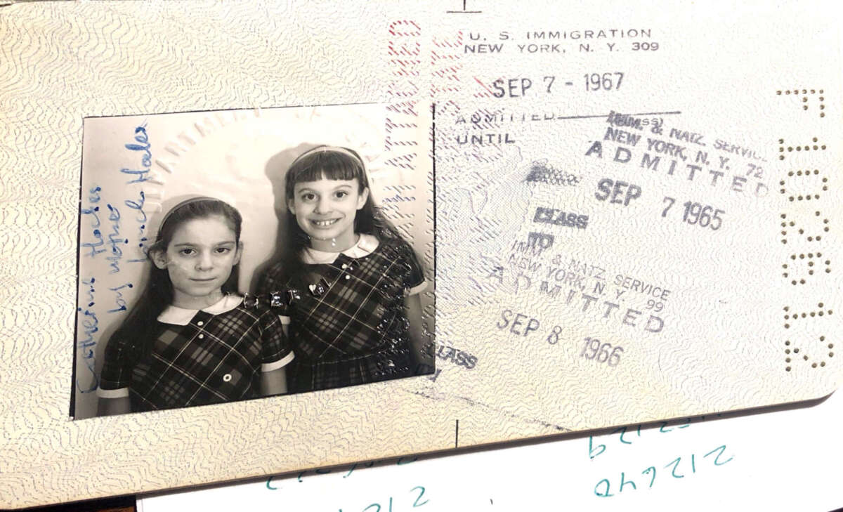 Martha Hodes (left) and Catherine Hodes appear in a shared passport photo.