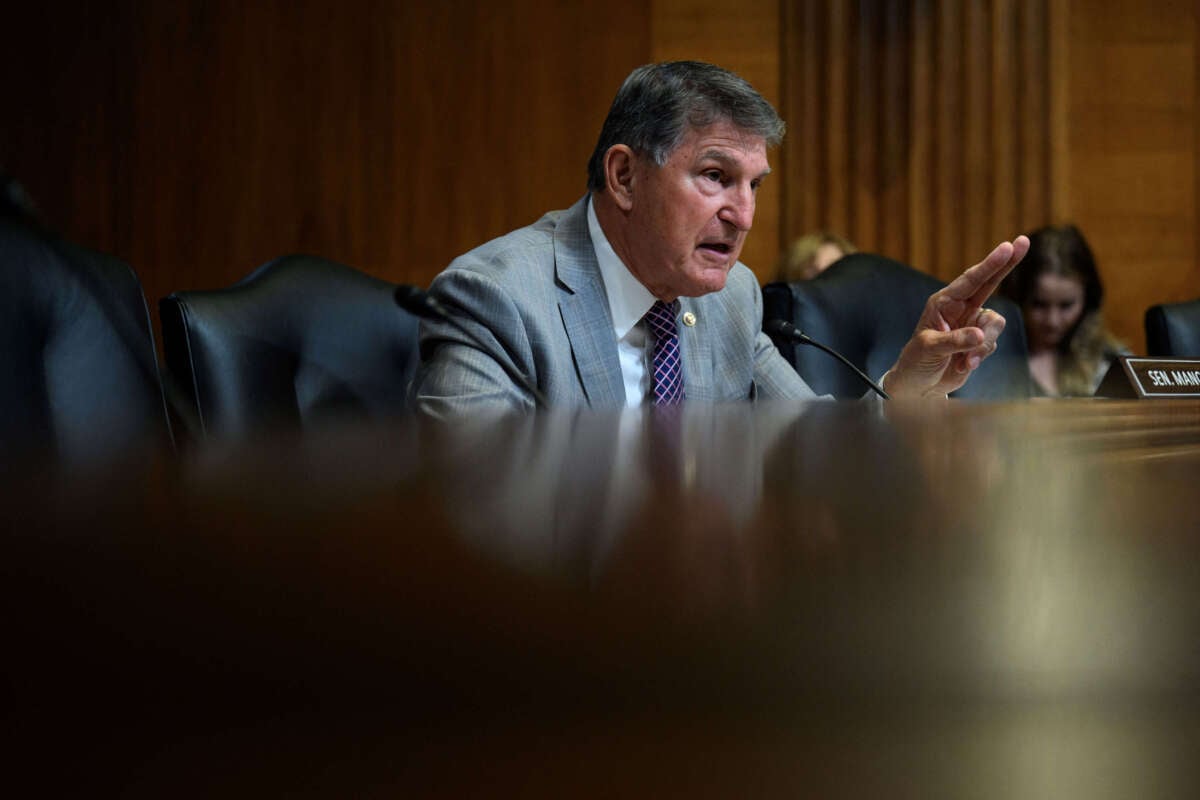 Sen. Joe Manchin speaks during a Senate Appropriations Subcommittee on Financial Services hearing about the fiscal year 2025 budget request for the Treasury Department on Capitol Hill in Washington, D.C., on June 4, 2024.