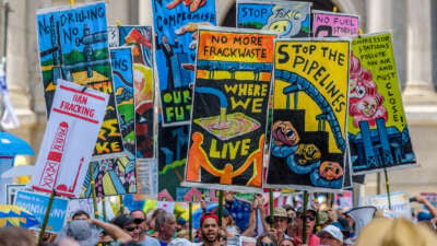 Thousands marched for action to prevent climate catastrophe and stop fracking on the eve of the Democratic National Convention on July 24, 2016, in Philadelphia, Pennsylvania.