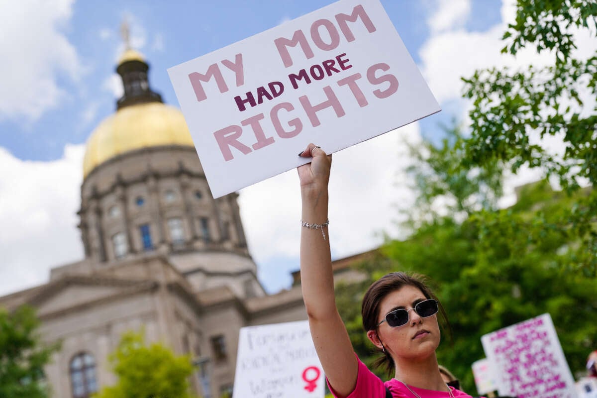 Activists rally outside the State Capitol in support of abortion rights in Atlanta, Georgia, on May 14, 2022.