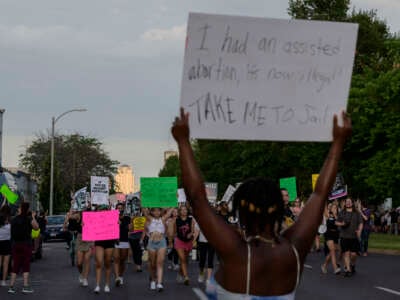 Abortion rights activists protest outside the Planned Parenthood Reproductive Health Services Center after the overturning of Roe Vs. Wade by the U.S. Supreme Court, in St. Louis, Missouri, on June 24, 2022.