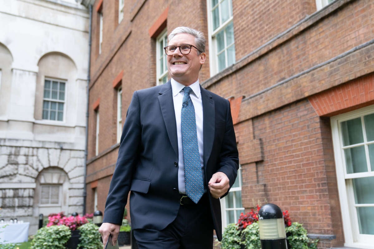 Prime Minister Sir Keir Starmer arrives ahead of his speech and press conference in the Rose Garden at 10 Downing Street on August 27, 2024, in London, England.