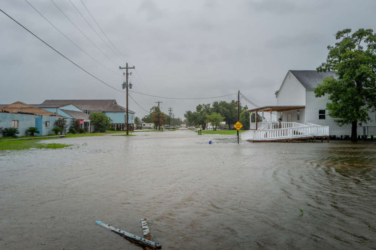 Floodwater fills a neighborhood as Hurricane Francine moves in on September 11, 2024, in Dulac, Louisiana.