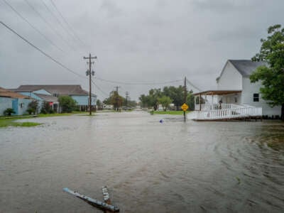 Floodwater fills a neighborhood as Hurricane Francine moves in on September 11, 2024, in Dulac, Louisiana.