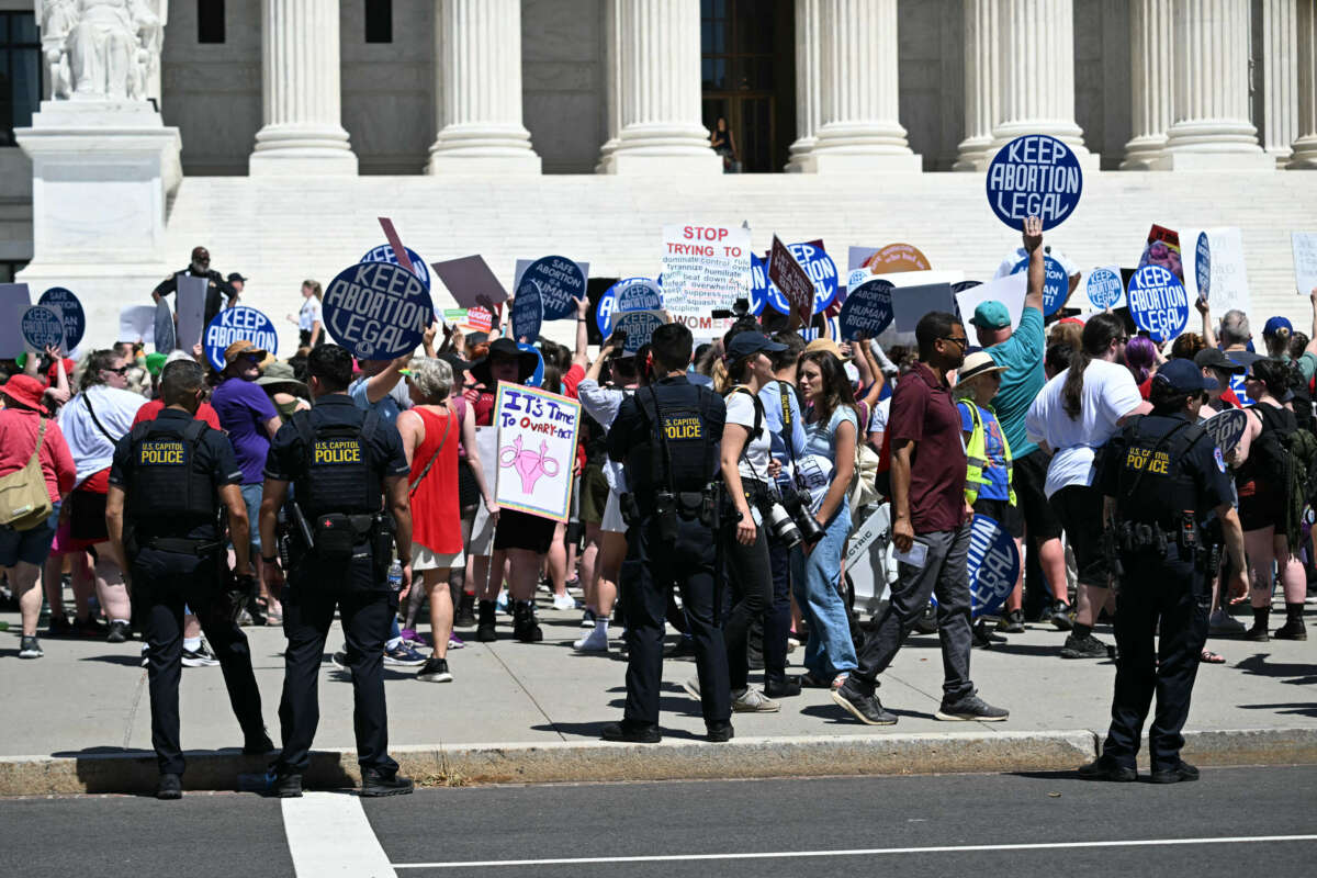 Reproductive rights activists demonstrate in front of the Supreme Court in Washington, D.C., on June 24, 2024.