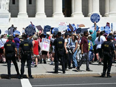 Reproductive rights activists demonstrate in front of the Supreme Court in Washington, D.C., on June 24, 2024.