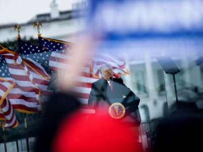 Then-President Donald Trump speaks to supporters from the Ellipse near the White House on January 6, 2021, in Washington, D.C.