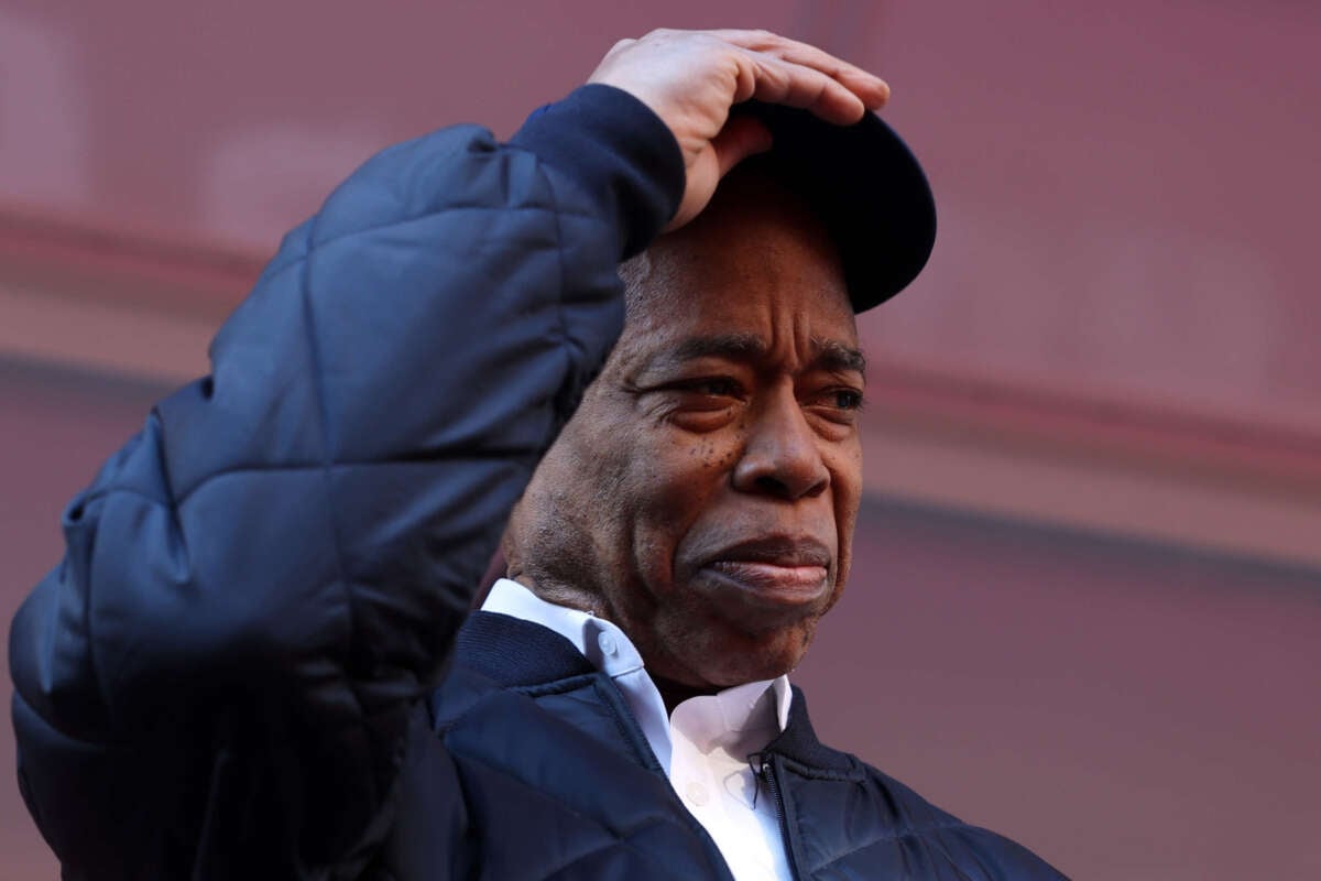 New York City Mayor Eric Adams participates in the annual Veterans Day Parade on November 11, 2023, in New York City.