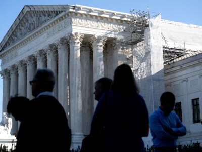 People line up to view oral arguments on the first day of a new term of the U.S. Supreme Court in Washington, D.C., on October 7, 2024.