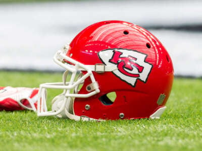 A Kansas City Chiefs helmet is pictured during the NFL Wild Card game between the Kansas City Chiefs and Houston Texans at NRG Stadium in Houston, Texas, on January 9, 2016.