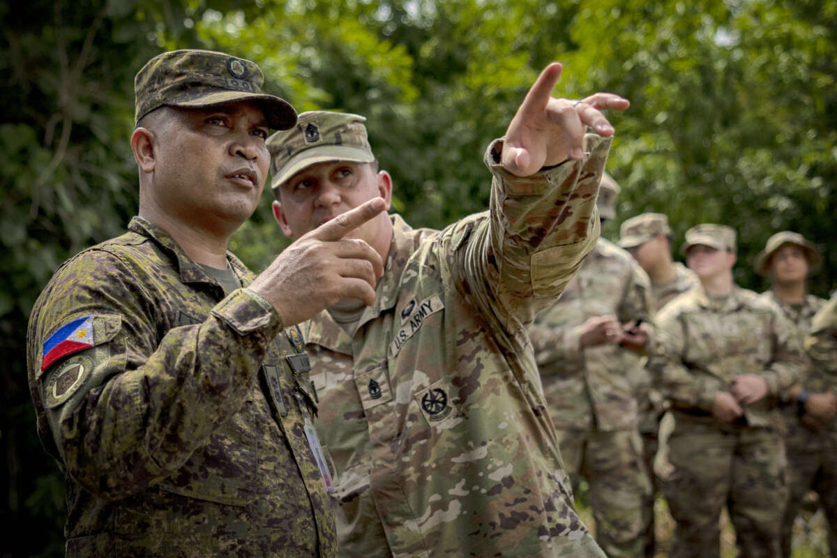 U.S. and Philippine troops take part in joint army-to-army drills between the U.S. and the Philippines, on August 9, 2024, in Laur, Nueva Ecija province, Philippines.