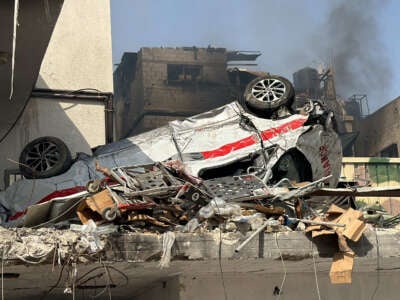 A picture shows the damage to an ambulance at the Kamal Adwan Hospital in Beit Lahia the northern Gaza Strip on October 26, 2024.