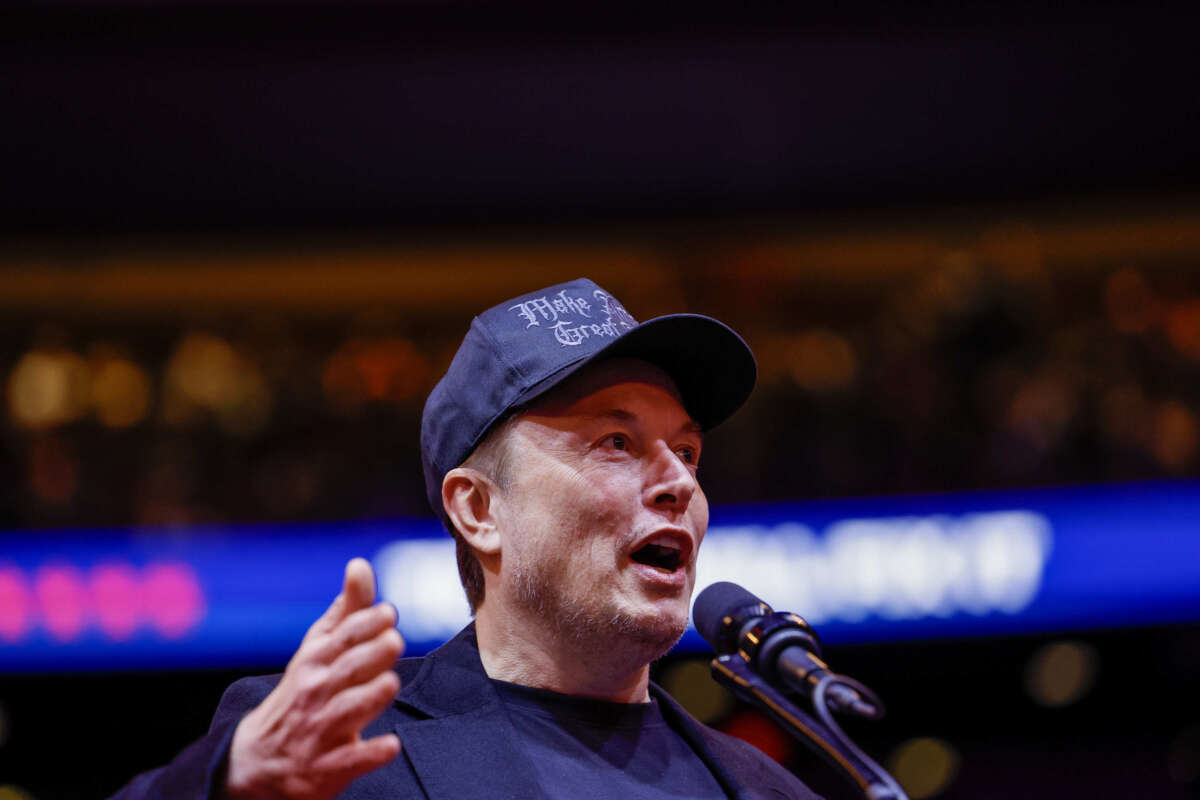 Elon Musk speaks during a campaign rally for former President Donald Trump at Madison Square Garden on October 27, 2024, in New York City.