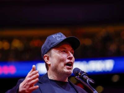 Elon Musk speaks during a campaign rally for former President Donald Trump at Madison Square Garden on October 27, 2024, in New York City.