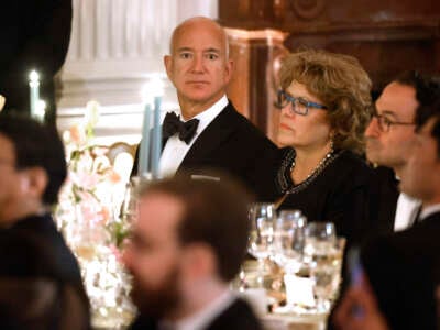 Amazon CEO Jeff Bezos attends a state dinner in the East Room of the White House on April 10, 2024, in Washington, D.C.