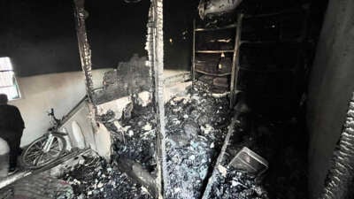 Burnt medical supplies are scattered in a storage room hit by an Israeli strike on the Kamal Adwan hospital in Beit Lahya in the northern Gaza Strip on October 31, 2024.