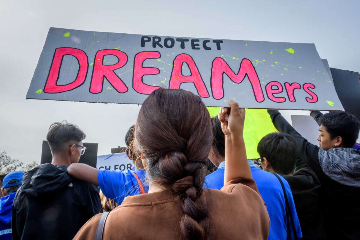 Immigration advocates and allies gather at Battery Park to launch an 18-day march to Washington, D.C. as Deferred Action for Childhood Arrivals (DACA) recipients, Temporary Protected Status (TPS) holders and allies begin a 230-mile walk to continue building national support and awareness, on October 26, 2019, in New York.