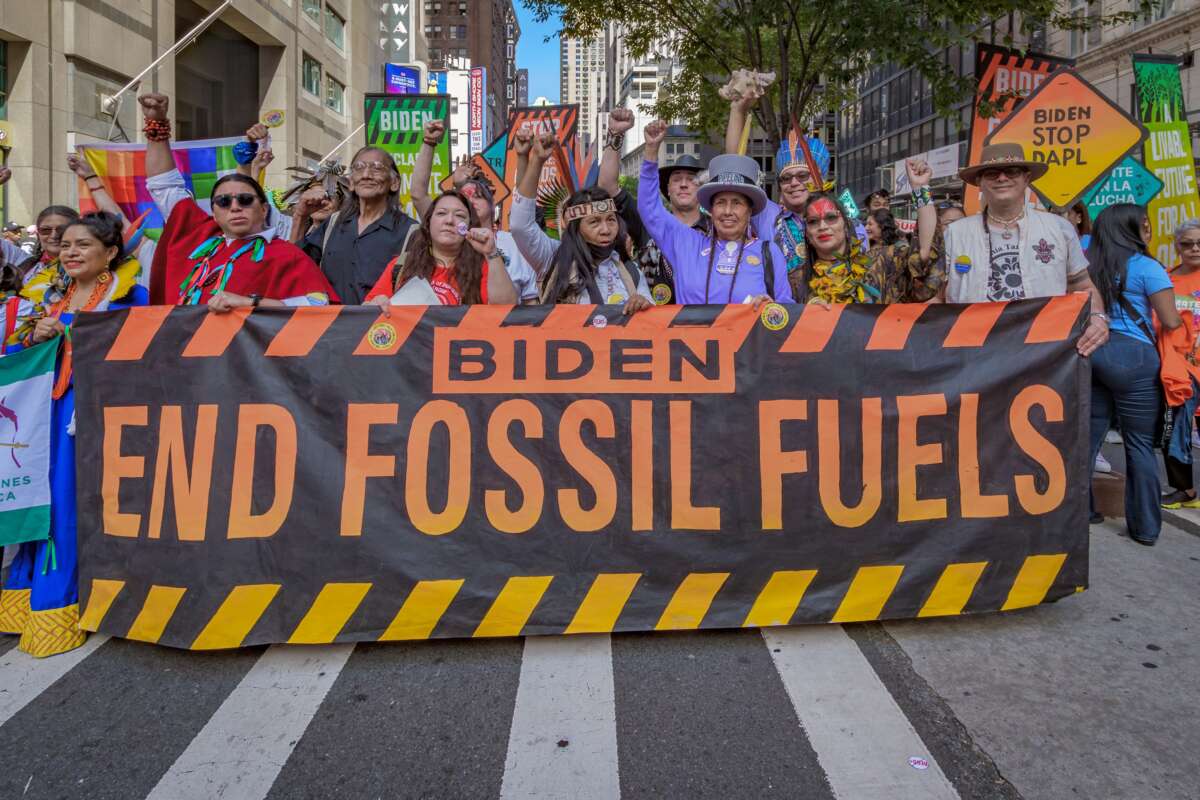 Ahead of the Climate Ambition Summit in New York City, thousands of youth, frontline advocates and climate and community activists joined in the March to End Fossil Fuels in New York City, on September 17, 2023. Activists demanded President Joe Biden stop all federal approvals for new fossil fuel projects, phase out production of fossil fuels on public lands and waters, and declare a climate emergency.