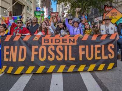 Ahead of the Climate Ambition Summit in New York City, thousands of youth, frontline advocates and climate and community activists joined in the March to End Fossil Fuels in New York City, on September 17, 2023. Activists demanded President Joe Biden stop all federal approvals for new fossil fuel projects, phase out production of fossil fuels on public lands and waters, and declare a climate emergency.