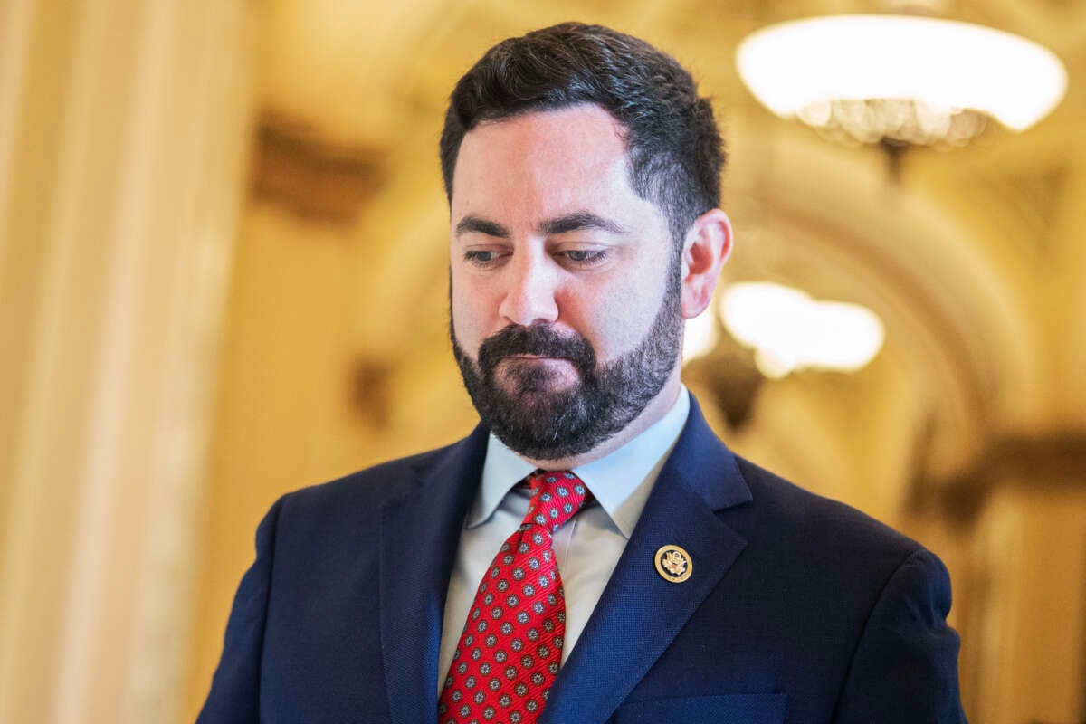 Republican New York Rep. Mike Lawler is seen in the U.S. Capitol on January 12, 2024. He's one of several GOP lawmakers moderating their stance on IVF and abortion as part of their reelection campaigns.