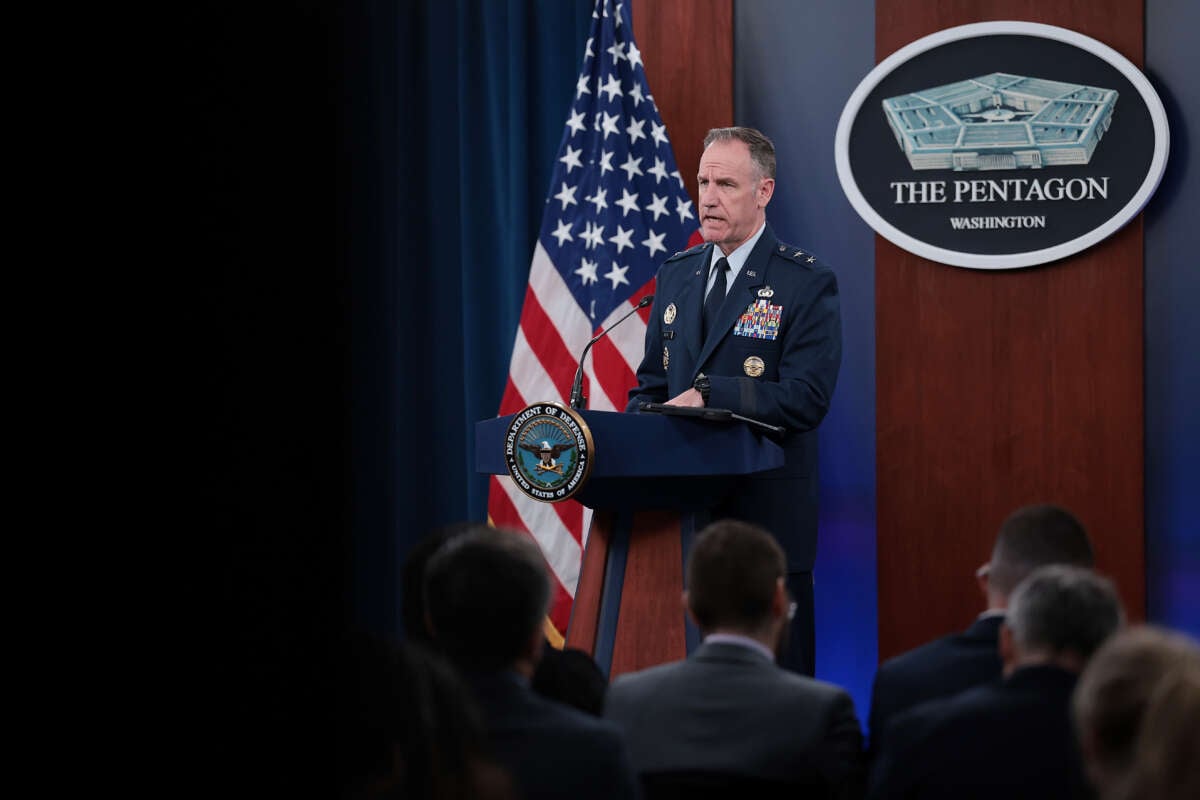 Defense Department Press Secretary Major General Pat Ryder holds a press briefing at the Pentagon on October 1, 2024, in Arlington, Virginia.