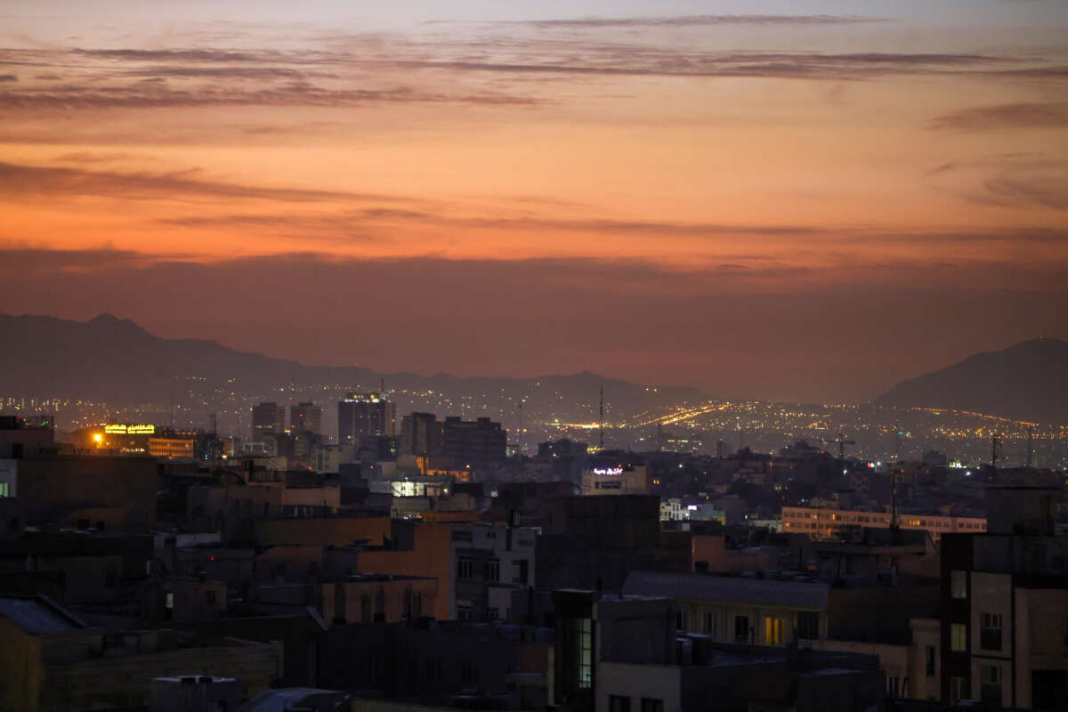 Part of the city skyline is pictured at dawn after several explosions were heard in Tehran, Iran, on October 26, 2024.