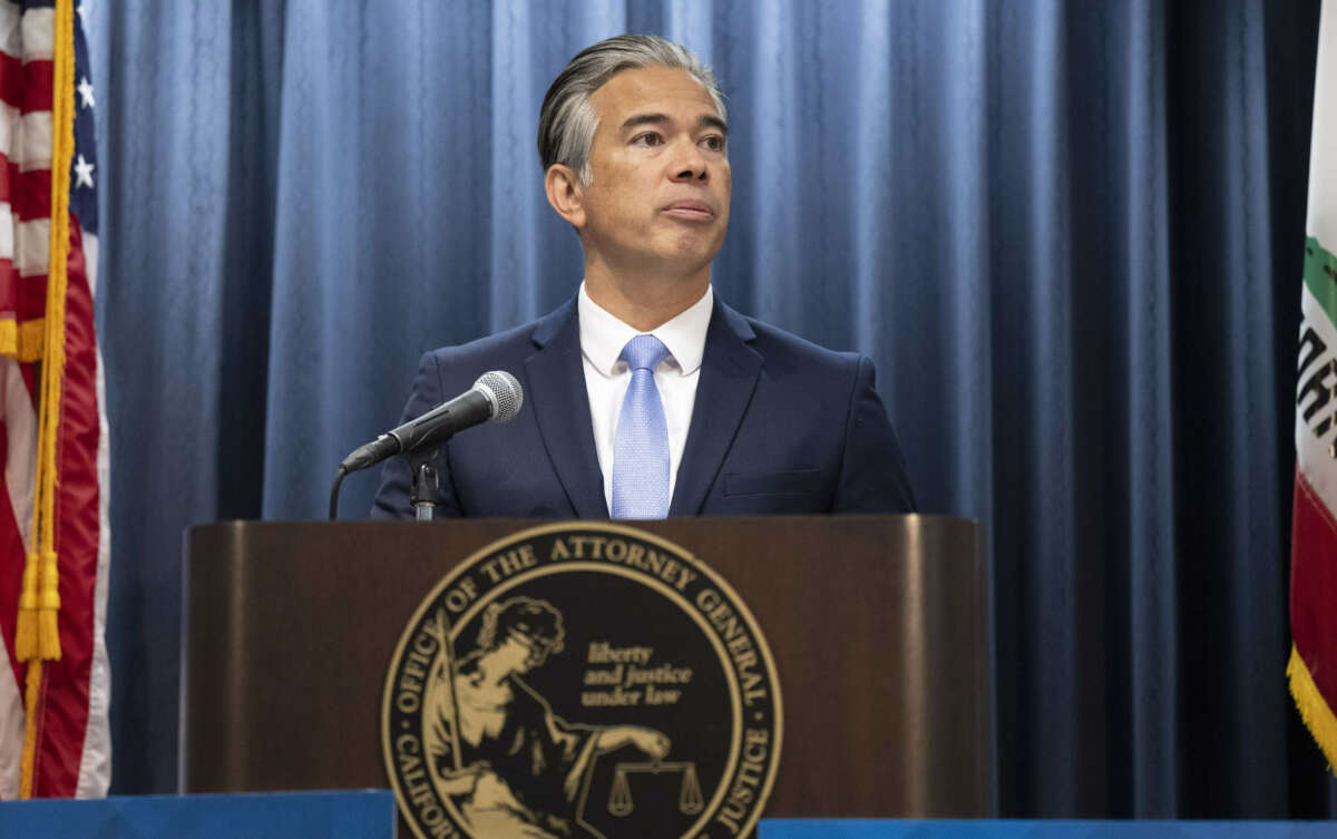 California Attorney General Rob Bonta speaks during a press conference in Los Angeles, California, on October 12, 2022.