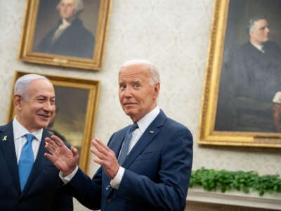 President Joe Biden meets with Israeli Prime Minister Benjamin Netanyahu in the Oval Office at the White House on July 25, 2024, in Washington, D.C.