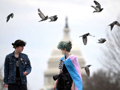 Supporters of LGBTQA+ rights participate in the March for Queer & Trans Autonomy on Capitol Hill in Washington, D.C., on March 31, 2023.