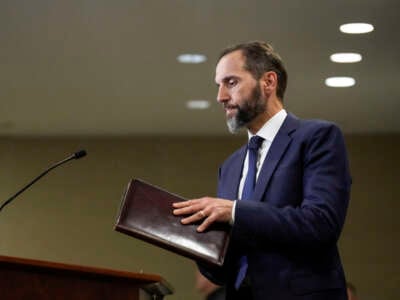 Special Counsel Jack Smith arrives to remarks on a recently unsealed indictment including four felony counts against former President Donald Trump on August 1, 2023, in Washington, D.C.