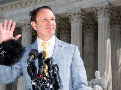 Louisiana Gov. Jeff Landry speaks with reporters outside the U.S. Supreme Court in Washington, D.C., on March 18, 2024.