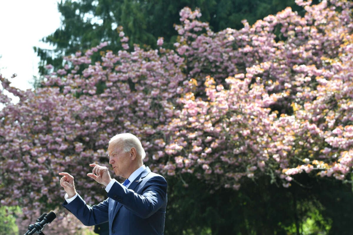 President Joe Biden speaks on Earth Day at Seward Park in Seattle, Washington, on April 22, 2022.